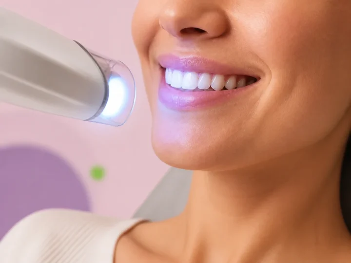 Patient smiling after in chair teeth whitening