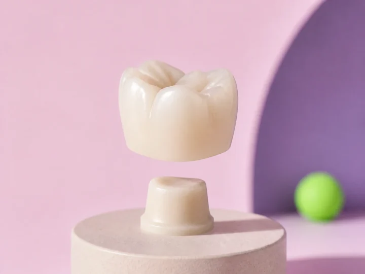 Zirconia crown shade being matched to natural teeth